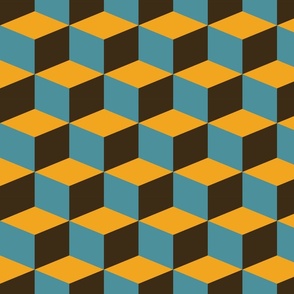 Geometric Blocks | Brown, Blue and Mustard