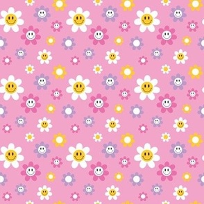 Smiley Face Flower Fabric, Wallpaper and Home Decor