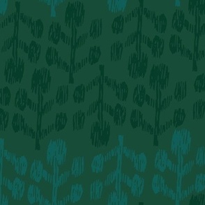 Ikat Silhouette Bud Two Toned Emerald 