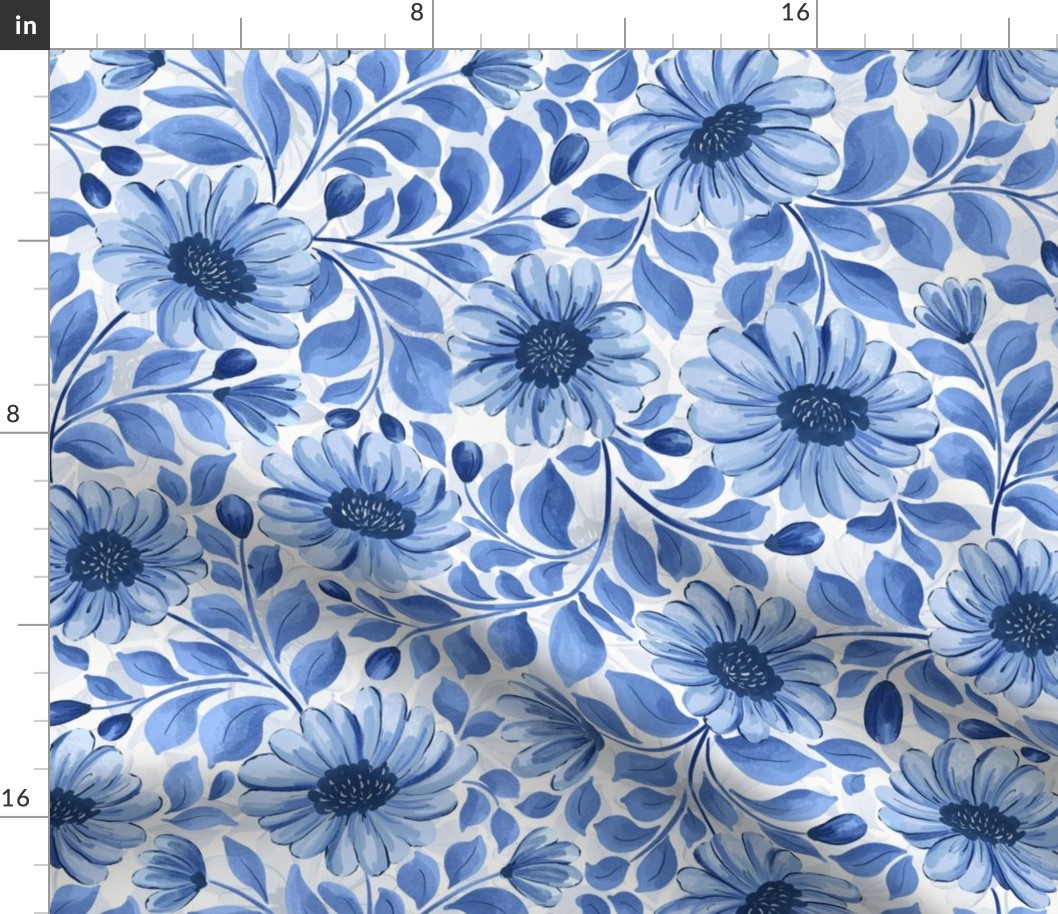 medium // Delightful daisies in blue