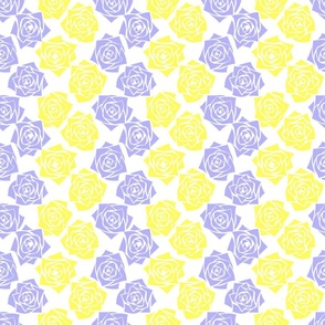 M Colorful Roses – Soft Purple Rose and Soft Yellow Rose on White - Classic Vertical Stripes - Ticking stripes - Mid Century Modern inspired (MOD) - Vintage – Minimal Florals - Geometric Floral