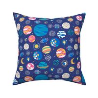 Seamless outer space planets pattern