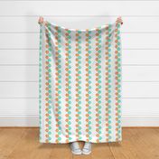 M Colorful Roses – Mint Green Rose and Orange Rose on White - Classic Vertical Stripes - Ticking stripes - Mid Century Modern inspired (MOD) - Vintage – Minimal Flowers - Geometric Floral