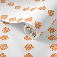 S Roses – Bright Burnt Orange Rose (Yellow Mustard) on White - Classic Vertical Stripes - Mid Century Modern inspired (MOD) - Vintage – Minimalist Flowers - Geometric Floral