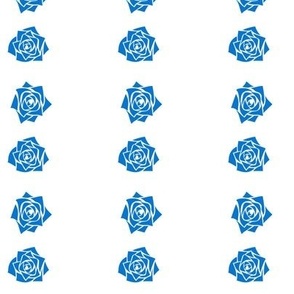 S Roses – Bright Blue Rose (Cobalt Blue) on White - Classic Vertical Stripes - Mid Century Modern inspired (MOD) - Vintage – Minimalist Flowers - Geometric Floral