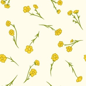 [Medium] Buttercup Ditsy Floral Flowers in Honey Yellow and Cream White