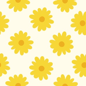 [Jumbo] Bold Diagonal Minimal Spring Floral Flowers in Yellow Orange Cream