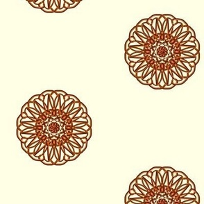 Boho Bronze Blooms on Cream - Large Scale