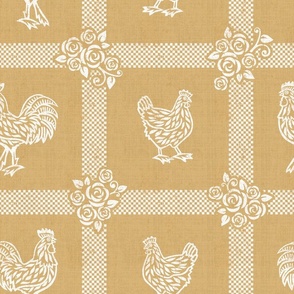 french country linen w roosters-16