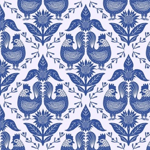 Rooster and Sunflower French  blue Country feeling