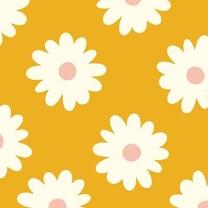 [Medium] Bold Diagonal Minimal Spring Floral Flowers in Orange Pink Cream