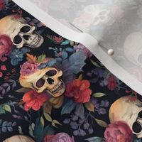 Watercolor Skulls & Flowers