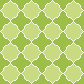 Geometric Modern French Country Quatrefoil in Shades of Spring Green