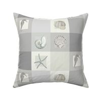 Coastal patchwork collection of sea creatures in neutral tones