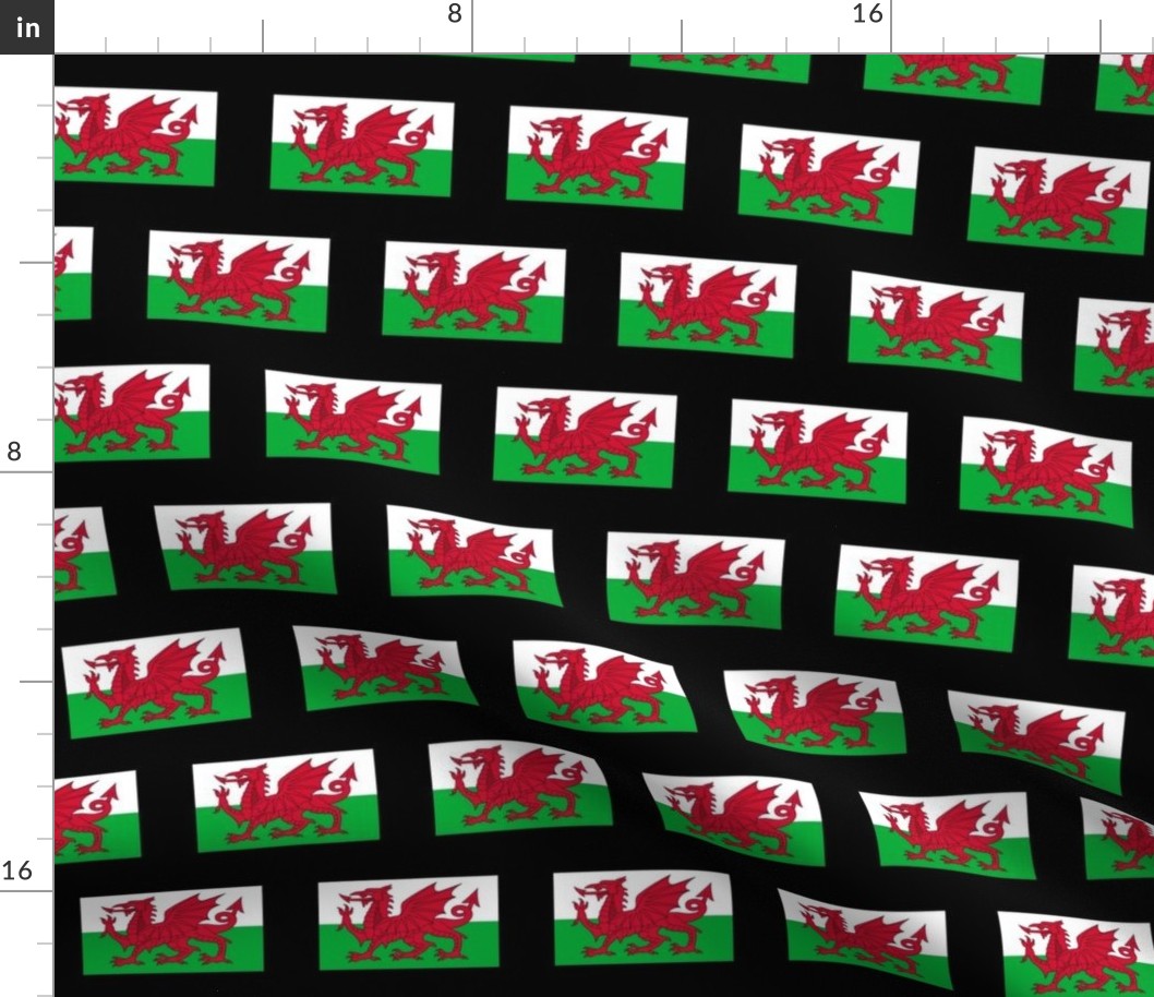 MEDIUM Welsh Flag fabric - Cymru flag design  4in