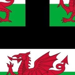 XLARGE Welsh Flag fabric - Cymru flag design  8in