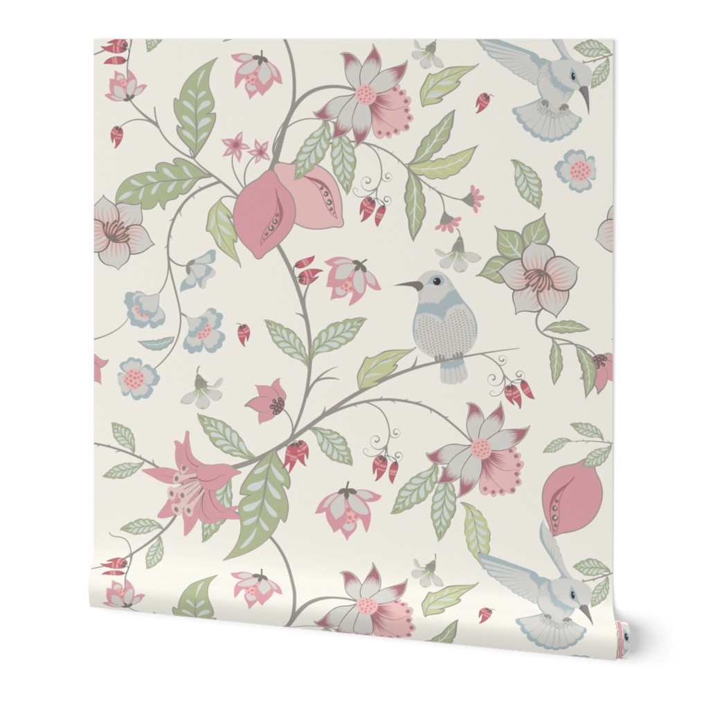 French country-floral garden Wallpaper | Spoonflower