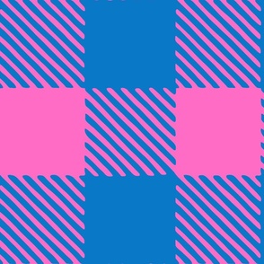 Large scale Hyper pink and blue checkered pattern | 12 inch repeat
