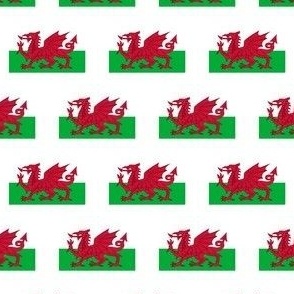 SMALL Welsh Flag fabric - Cymru flag design 2in