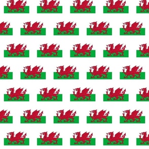 MEDIUM Welsh Flag fabric - Cymru flag design 4in