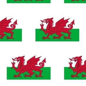 JUMBO Welsh Flag fabric - Cymru flag design 12in