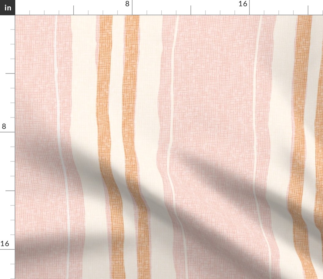 French country linen ticking blush pink mustard by Pippa Shaw