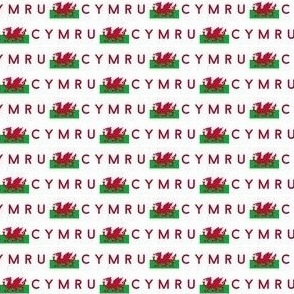 MINI Welsh Flag fabric - Cymru flag design white 2in