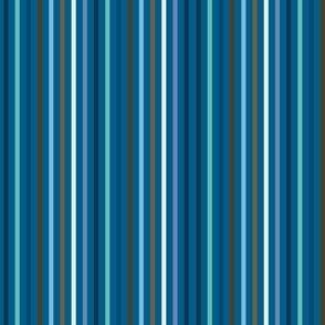 Shades of Blue Stripes on Teal