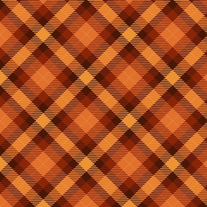 Traditional Diagonal Plaid Pattern Rustic Country Style Orange And Brown
