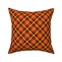 Traditional Diagonal Plaid Pattern Rustic Country Style Orange And Brown Smaller Scale