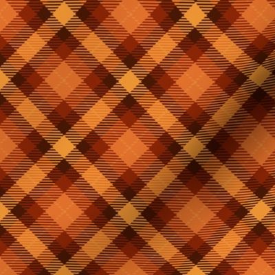 Traditional Diagonal Plaid Pattern Rustic Country Style Orange And Brown Smaller Scale