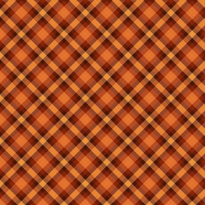 Traditional Diagonal Plaid Pattern Rustic Country Style Orange And Brown Smaller Scale