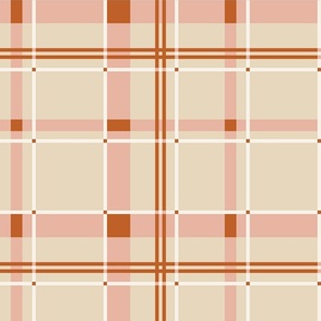 French country tartan / Large scale / Beige + terracotta