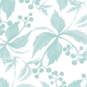 Seamless vintage cottage core leaves and berries pattern (Tiffany)