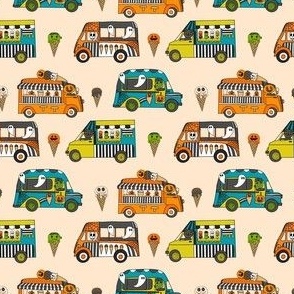 MINI Halloween Ice Cream Van fabric - spooky cute design boys cream 4in