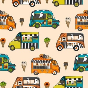 LARGE Halloween Ice Cream Van fabric - spooky cute design boys cream 10in