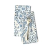Traditional French Country ogee with lavender - blue and linen white - large