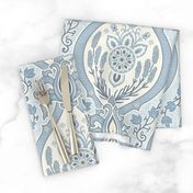 Traditional French Country ogee with lavender - blue and linen white - large