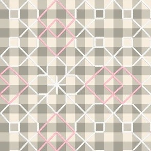 broderie suisse pink on grey (gray)