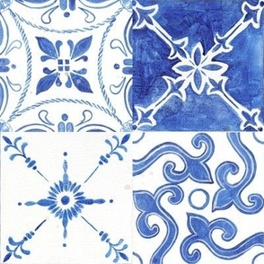 24" Country French Blue n White Tile, by Audrey Jeanne