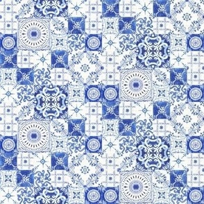 4" Country French Blue n White Tile, by Audrey Jeanne