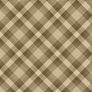 Traditional Diagonal Plaid Pattern Rustic Country Style  Beige Brown