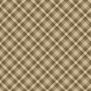 Traditional Diagonal Plaid Pattern Rustic Country Style  Beige Brown Smaller Scale