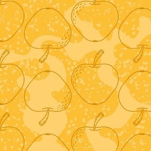 Seamless modern retro apples pattern (orange and yellow)