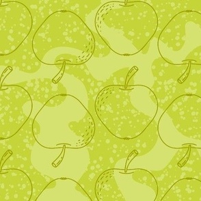 Seamless modern retro apples pattern (lime green)