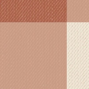 Twill Textured Gingham Check Plaid (6" squares) - Amaro Rust and Panna Cotta Cream (TBS197)