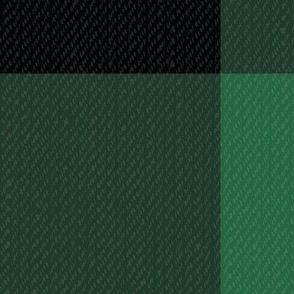 Twill Textured Gingham Check Plaid (6" squares) - Black and Emerald Green  (TBS197)