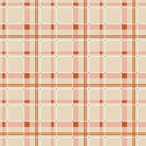 French country tartan / Small scale / Beige + terracotta