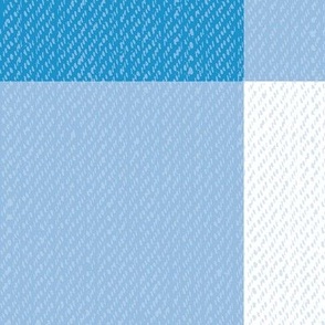 Twill Textured Gingham Check Plaid (6" squares) - Bright Blue and White  (TBS197)