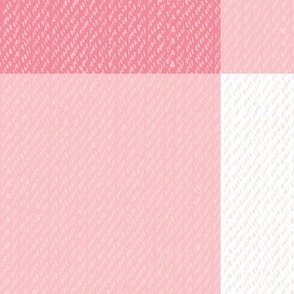 Twill Textured Gingham Check Plaid (6" squares) - Bright Coral and White  (TBS197)